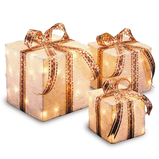 Home Decoration Lights Sisal 3 Gift Boxes Assorted
