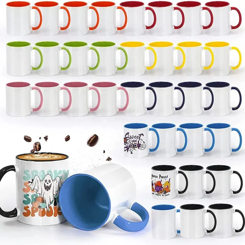 11 Oz Black Colorful Sublimation Coffee Juice Beer Mug