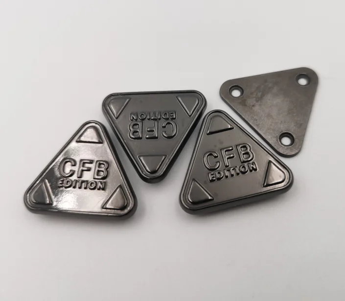brand triangle logo patch metal leather shoes Hat Badge popular decoration accessories jeans accessories