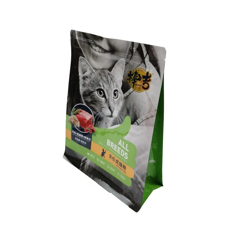 
Wholesale custom printed Pet food packaging flat bottom pouch clear bags with logo 