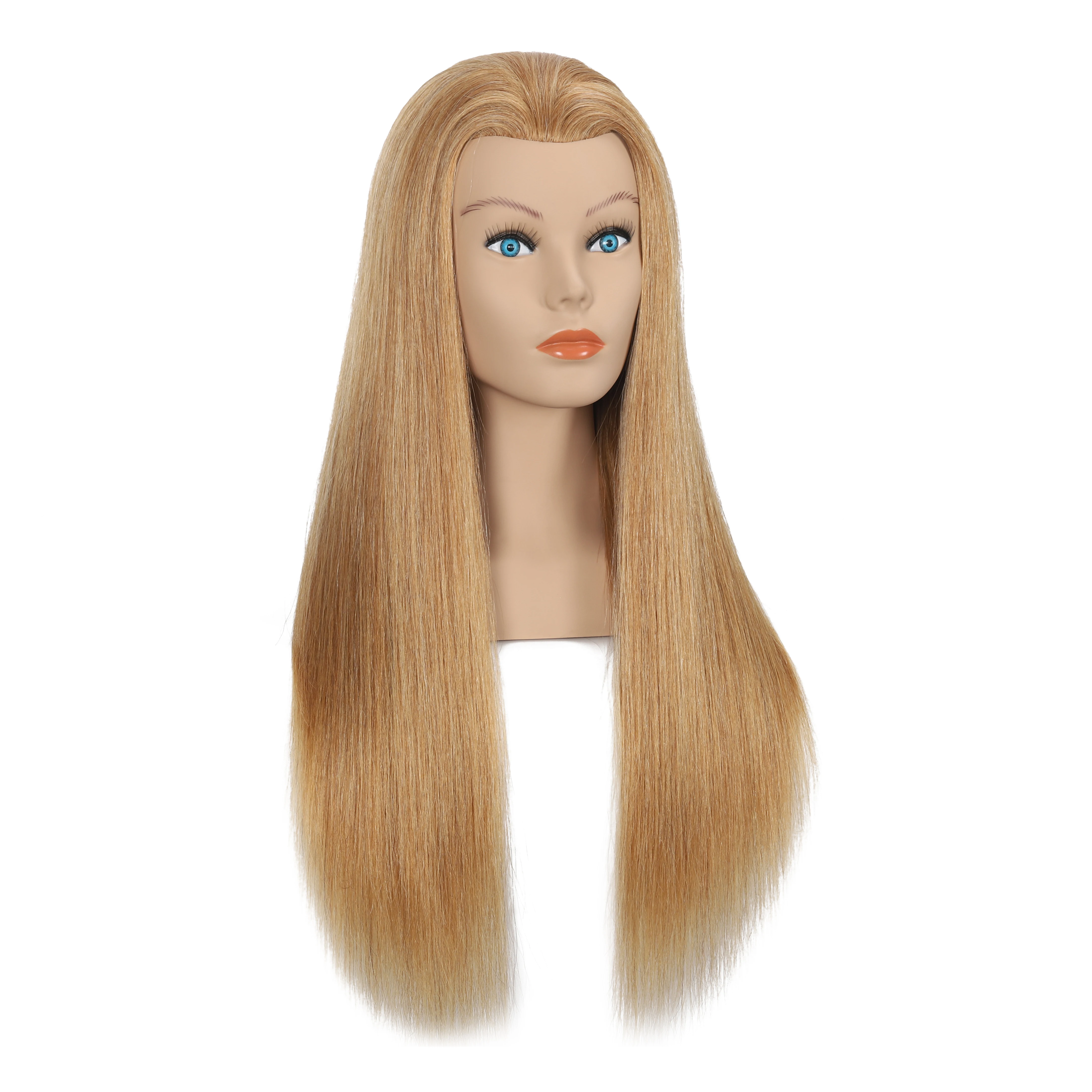 J16 Face Female Makeup Head Mannequin Synthetic or Human Hair PVC Training Head Realistic Model