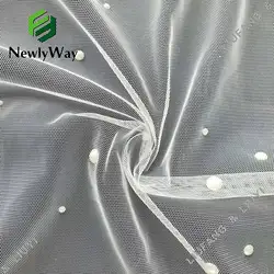Полиэстер жемчуг бисером белый тюль сетка кружева veiling ткань для