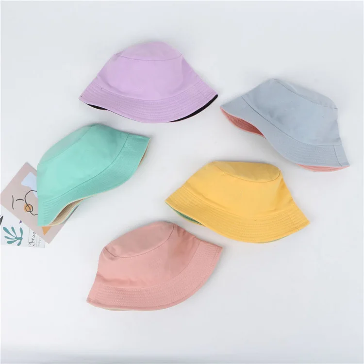 Cotton custom children double sided hats reversible bucket hat for kids (1600196245140)