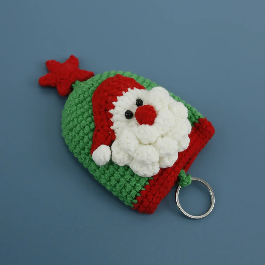 New handmade crochet keychain  protector Santa Claus key bag Christmas theme yarn crochet car key cover