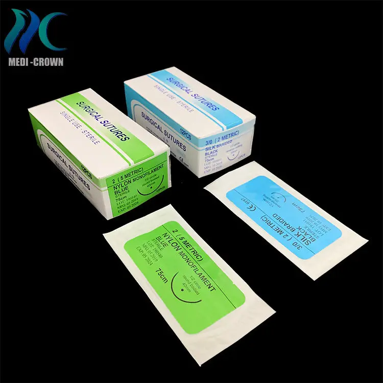 CE ISO approved silk braided 9-0 nylon sutures surgical suture chromic catgut