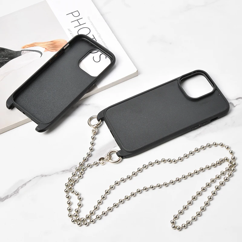 Newest Low Price Sublimation Groove Blank Tpu Pc Lanyard Mobile Phone Back Case For Iphone 14