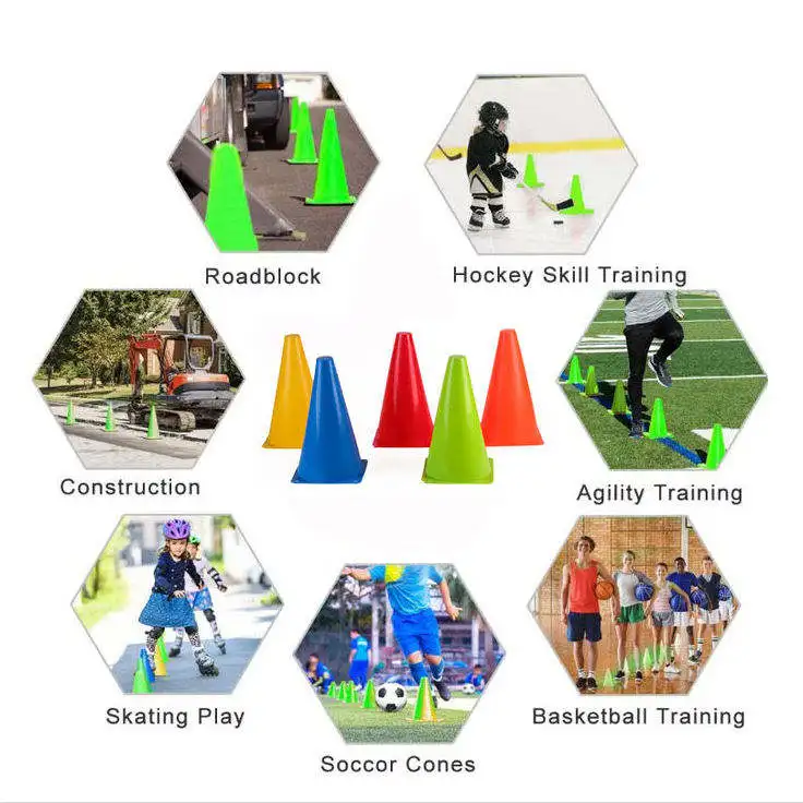 ZJFIT Football Agility Cone Plastic Marker Cones Football Soccer Training Equipment Sport Colorful Speed Training Set