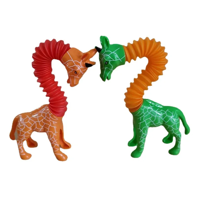 Trending Product Telescopic Plastic Tube Toy Adult Children Stress Relief Straw Stretchable Giraffe