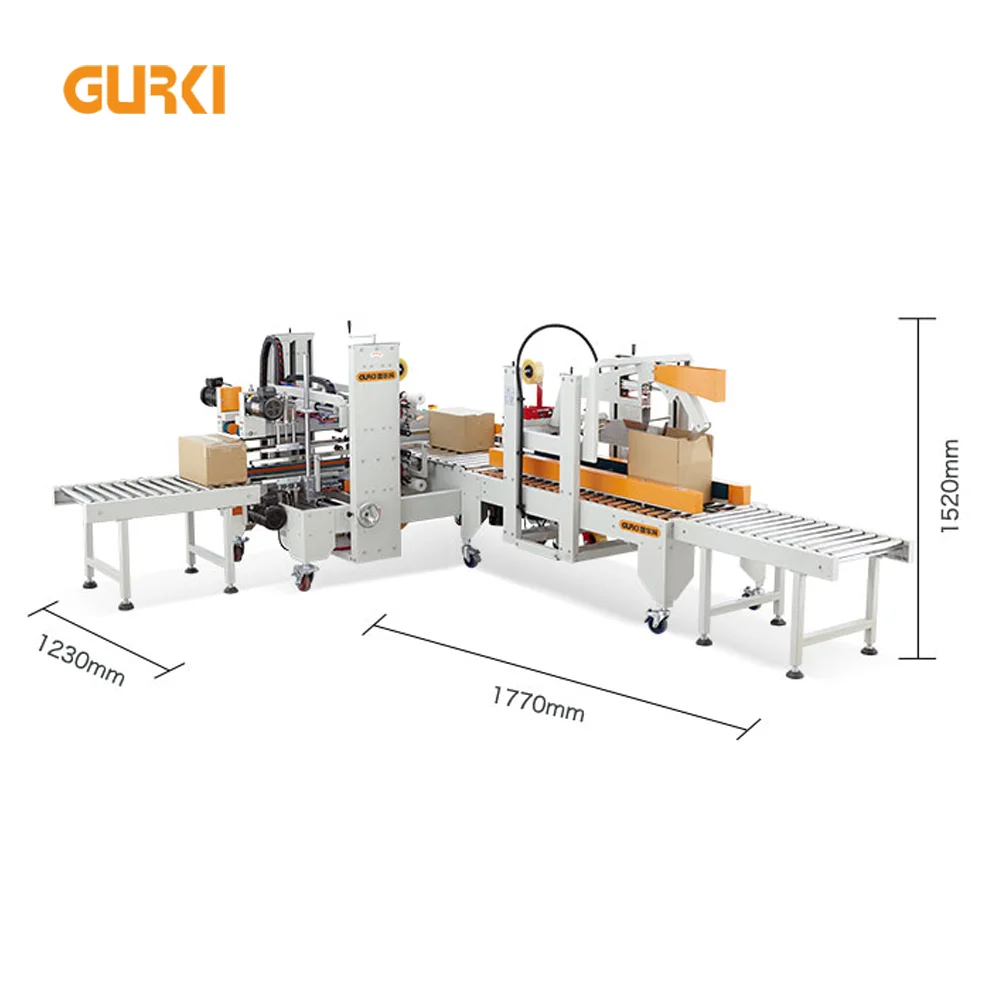 GURKI Packing Line Carton Box Sealer With Carton Erecting Packing Machine