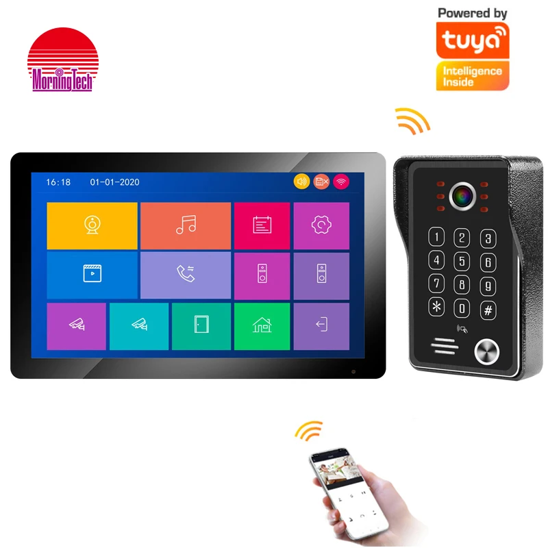 China video intercom supplier 10.1inch video doorphone intercom system with RFID & password door unlock