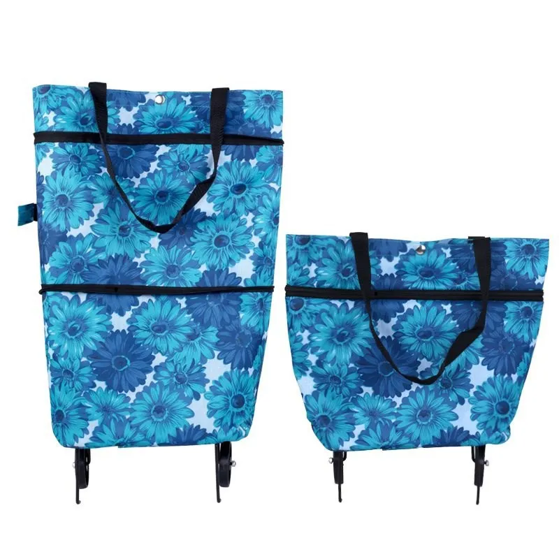 Hot Sale Convenient Portable Shopping Trolley Foldable Trolley Bag supermarket Grocery Trolley Bag