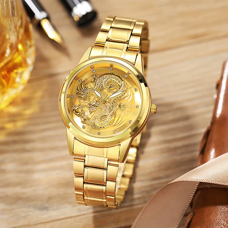 Dragon Couple watch set watches for men and woman Luxury Quartz Watch Steel ladies Clocks Women Sports wristwatches Reloj Hombre