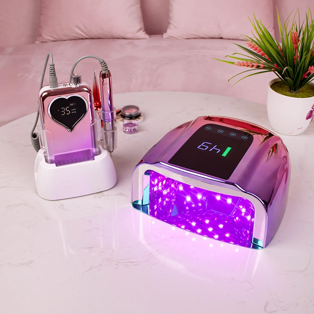 96W RED light New High Power Rechargeable Cordless LED UV Nail Lamp Dryer 365+405nm For Nails Gel Polish Can Private Label