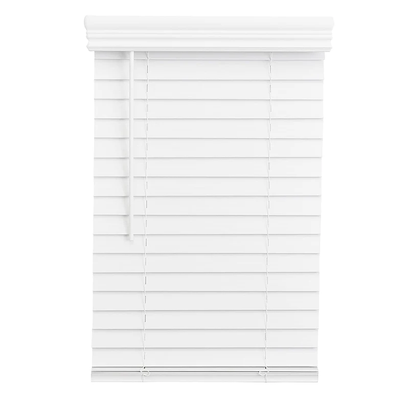 Лидер продаж, белые беспроводные 2-дюймовые жалюзи из искусственного дерева с короной, моторизованные жалюзи из искусственного дерева