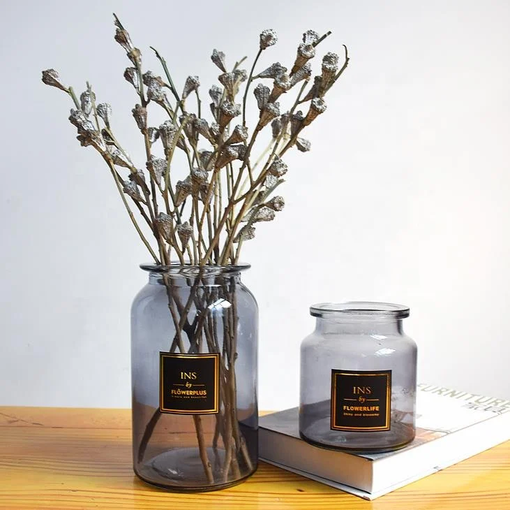 Decorative Colored Clear Glass Flower Vase Houseware Elegant Cylinder Glass Vase