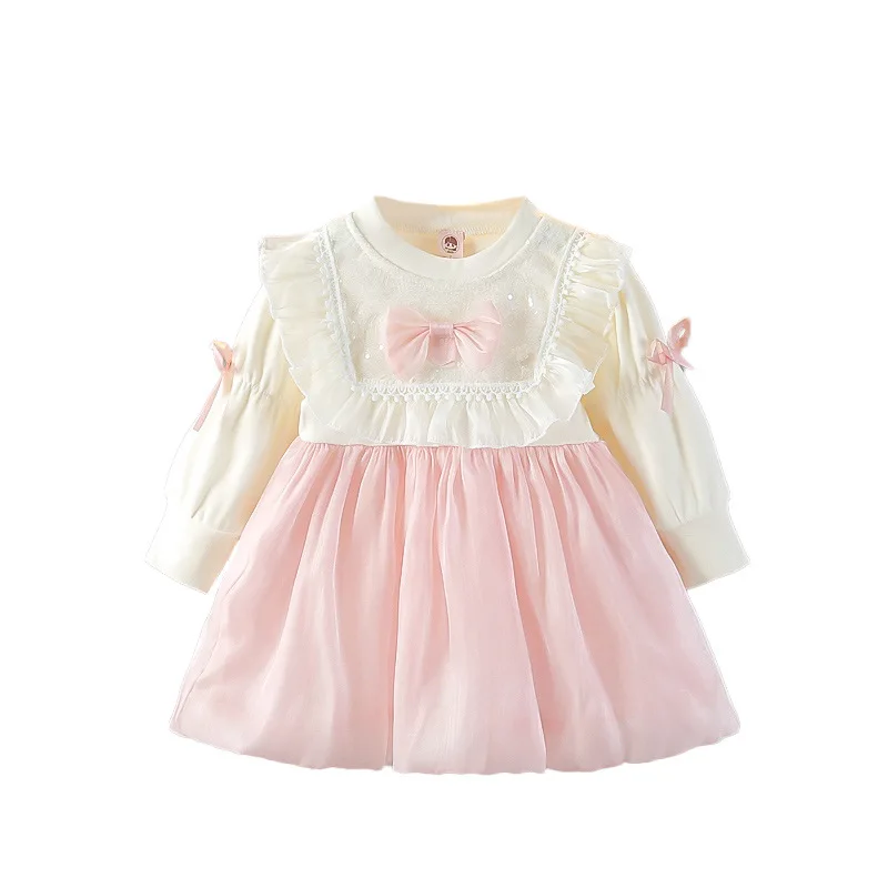 Autumn Princess Dress for Girls 1-2-3 Years Old New Baby Girl Style with Long Sleeves Skirt ODM Infants Clothing with Gift Box