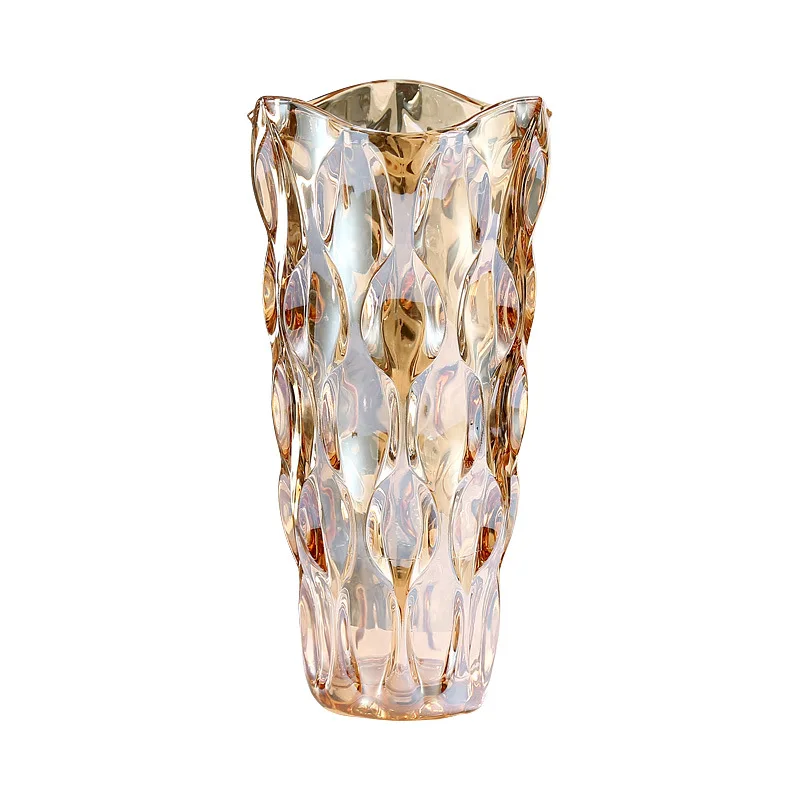 Factory Supply Home Decoration Modern Multi Colored Flower Vase Diamond Shaped Clear Glass Vase