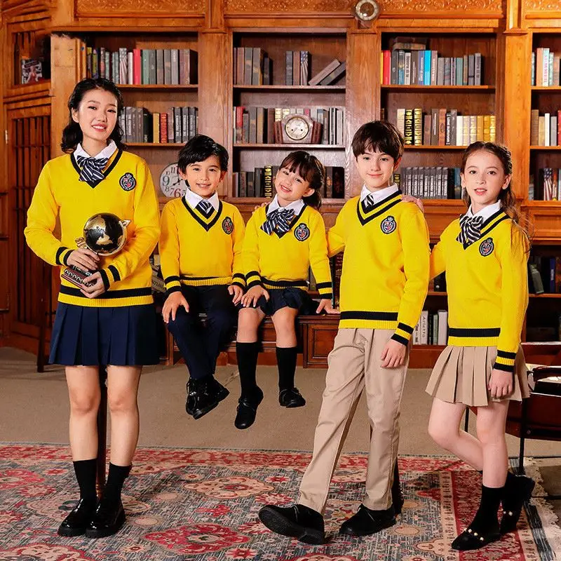 RG-Custom logo spring and autumn 2023 suitable match skirt and pants unisex sweater design school uniform