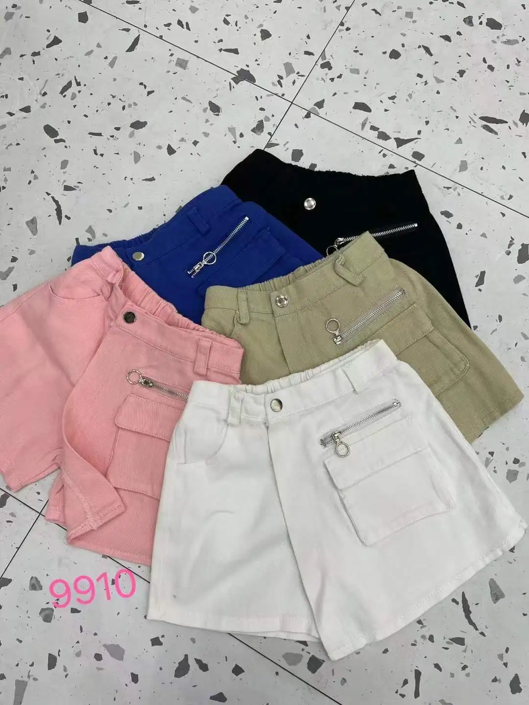 girls short skirts with pockets kids solid color cotton skirt