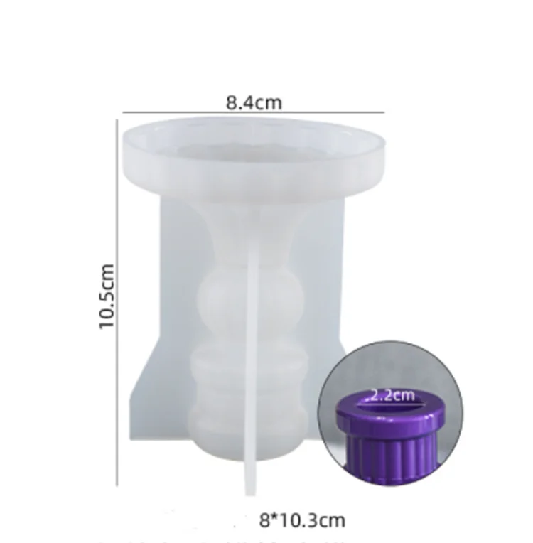 Y4946  Epoxy Resin Silicone Cylinder Stripe Candle Holder Mold