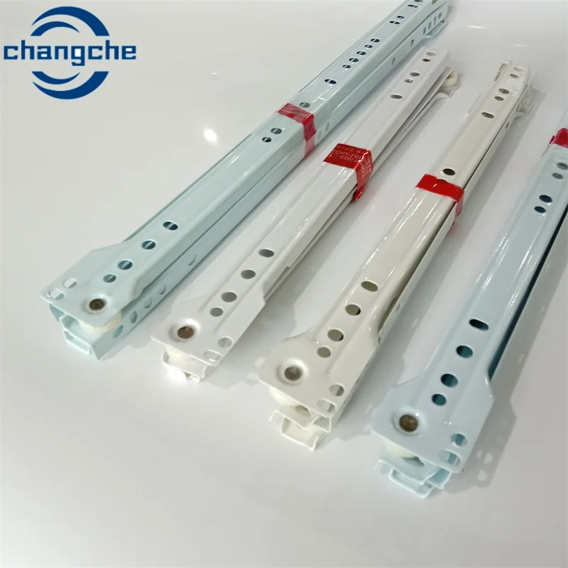 Furniture Accessories Telescopic Channel Rainbow Plating Steel Drawer Slide Kitchen Nylon Wheel Roller drawer slide rail