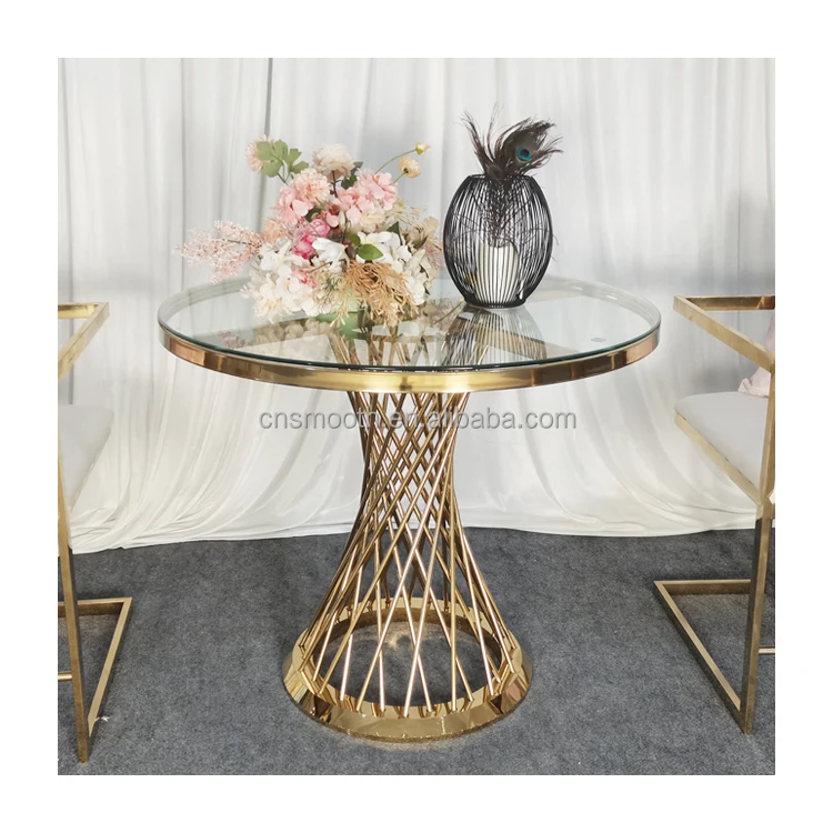 Elegant Round New Design Modern Furniture Stainless Steel Round Dining Table Wedding Banquet Tables
