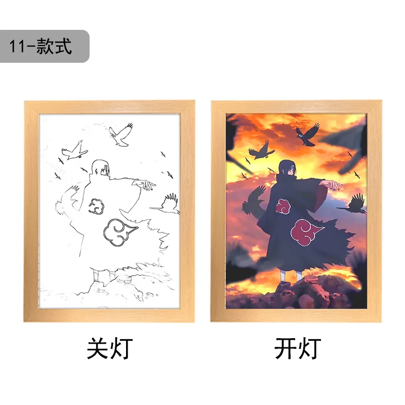 22 Designs 23*17cm Anime Kakashi ins deco led light painting usb plug dimming wall Anime Poster Box Night Light Lamp Box