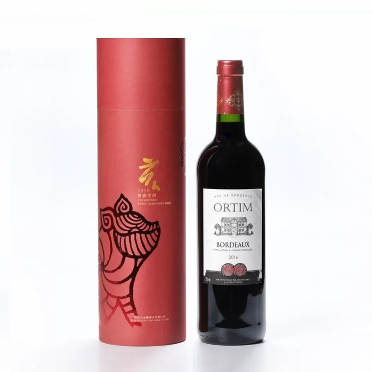 Factory wine paper tube packaging round box wine bottle paper tube customized services