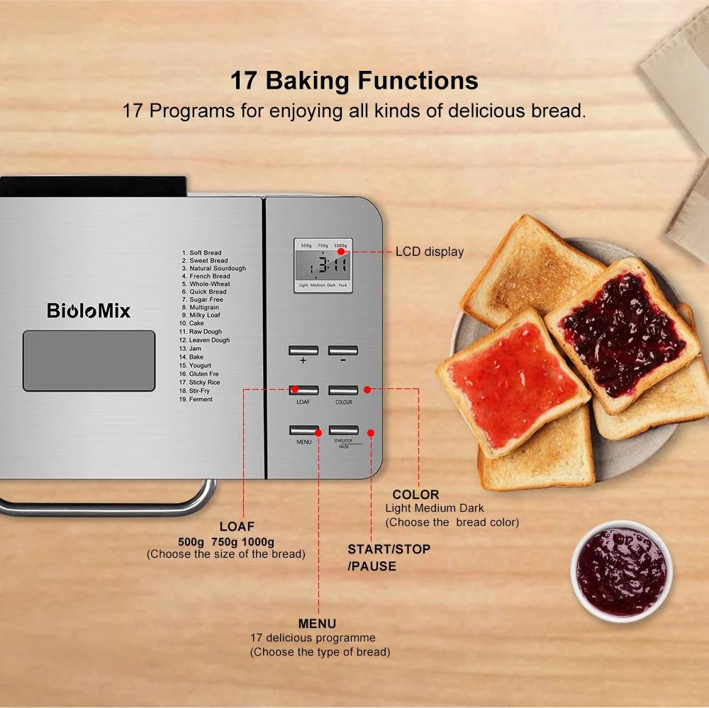  Wholesale High Quality Professional Automatic Multifunction Electric Bread Maker Loaf Making Machine At