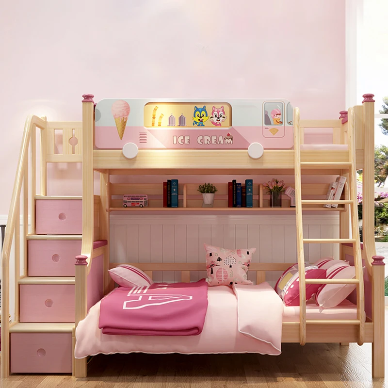 Twin Loft sleeping space+1 bed for whole family +  functional kids bed with storages