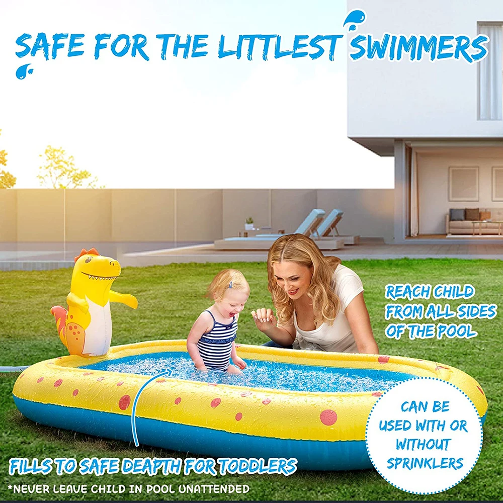 2021 New Style Safe and Durable 3 in 1 Dinosaur Inflatable Sprinkler Pool for Kids