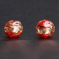 Round 12mm Foil Strips Lampwork Glass Handmade Loose Beads for Jewelry Making DIY Crafts Findings