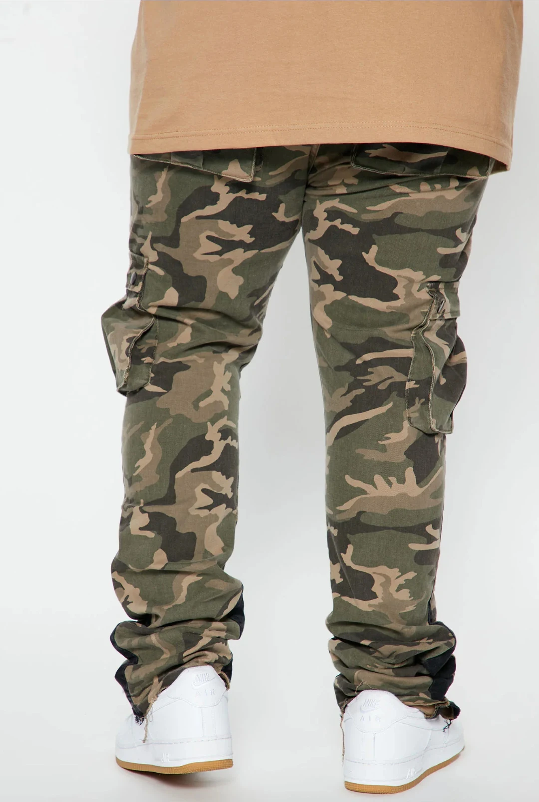 KY Distress Custom Camo Flare Pants Men Cargo Pants Manufacturer Patchwork Camouflage Pants for Men 9