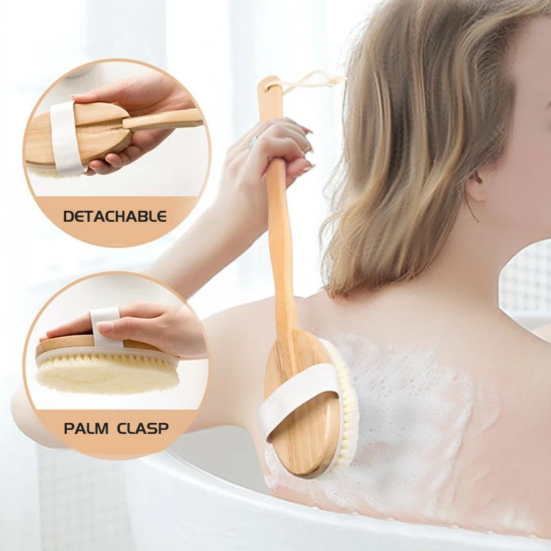 Sisal fiber brush shower brush  exfoliating scrub massage wooden dry body pure vegetarian brush customizable logo