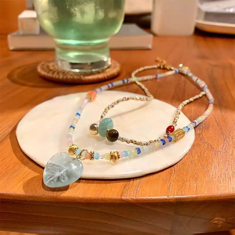 2024 New 925 Silver Material High end Design L Blue Love Zircon Pendant Necklace