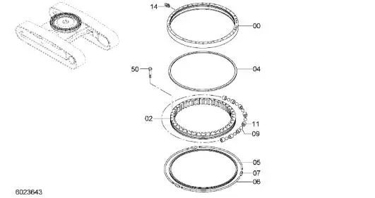 6023643 Slewing Swing Bearing Cycle Roller Ring Parts for ZAX850-3 ZAX870