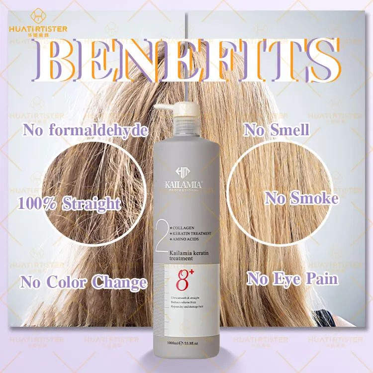 Huati Sifuli KAILAMIA 1000ml Hair rebonding Straightening Cream Collagen Protein Pure brazilian Keratin Hair Treatment
