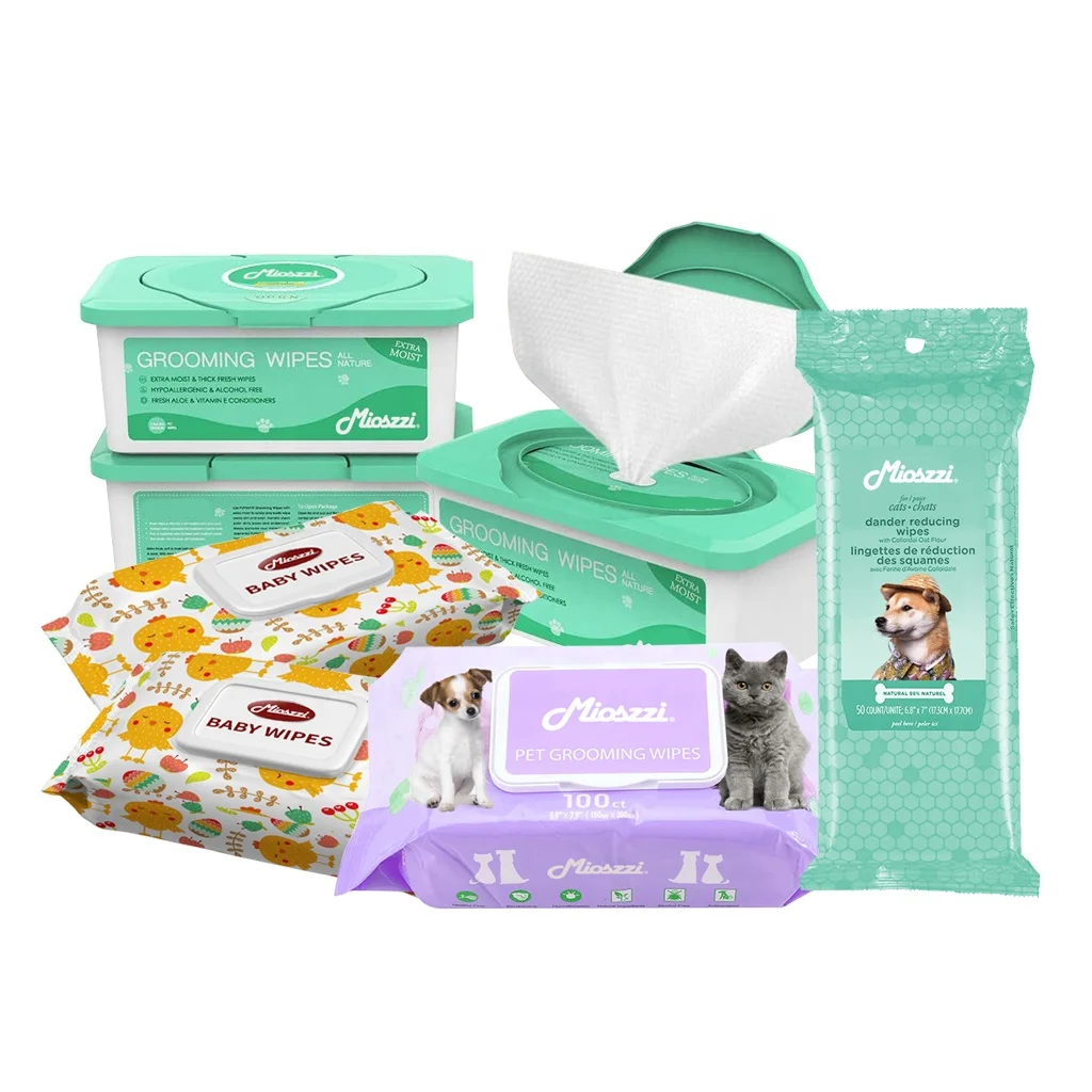 Custom Pet Eye Wipes Organic Pet Grooming Sets Ear Wipe Biodegrade Pet Cleaning Wet Wipes