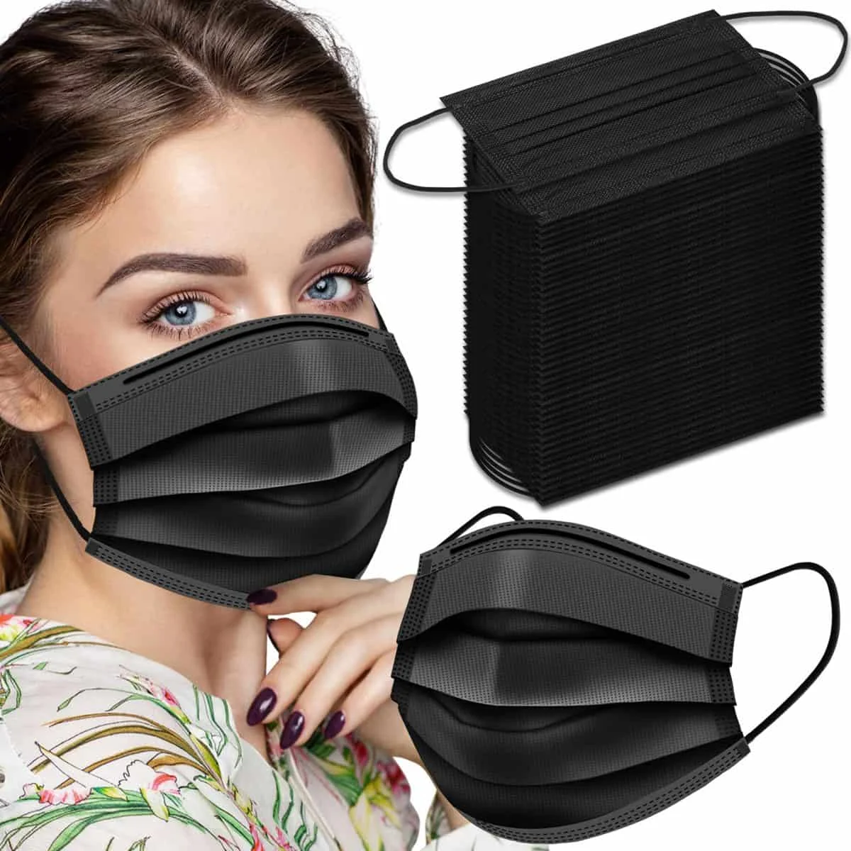 Wholesale Black ASTM Level2 3-ply Surgical Maskss CE Medical Black Facemask High Quality Manufacturer Disposable Face Masks