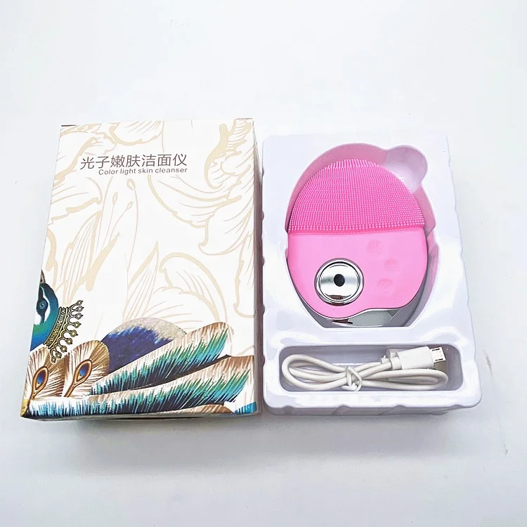 
private label customized boxes Rechargeable Silicone Color Light Skin Cleanser 