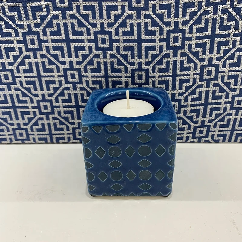 Wholesale Home Decor Custom Stoneware Ceramic Tealight Candle Holder wedding decor candlestick tea light candle holder