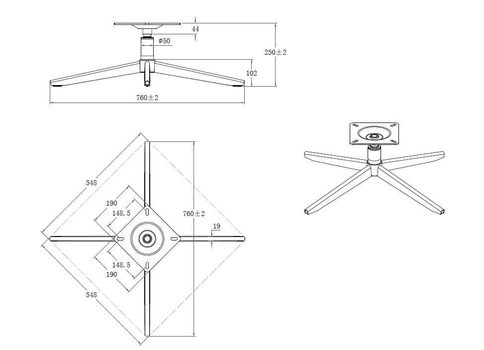 Furniture leg aluminum 4-stars feet for Leisure chair Metal swivel chair base