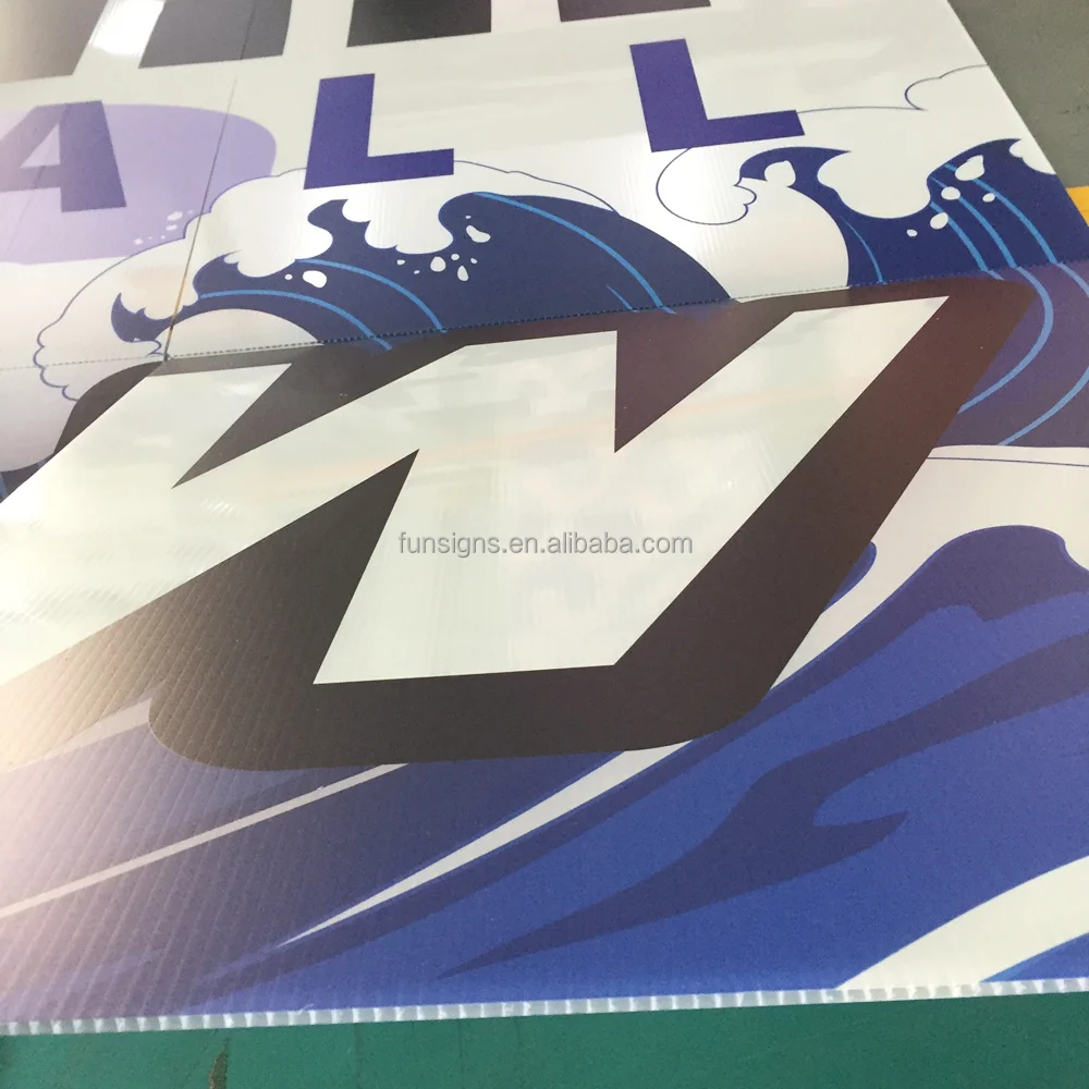 4mm 5mm PP Plastic Advertising Printed Board Corrugated Plastic Signs Die Cut Corflute Signs