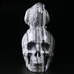 High quality customized hand carved crystal art sculpture folk crafts crystal raven skulls with dragon with crow