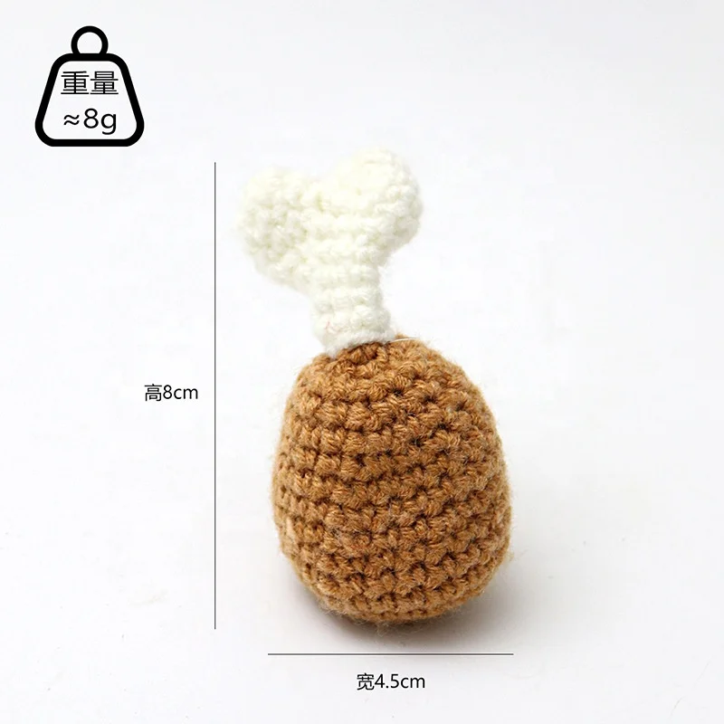 Handmade Yarn Crocheted Cute Hamburger Fries Coke Ornament Chicken Leg & Ice Cream Pendant for Birthday Gift or Home Decor