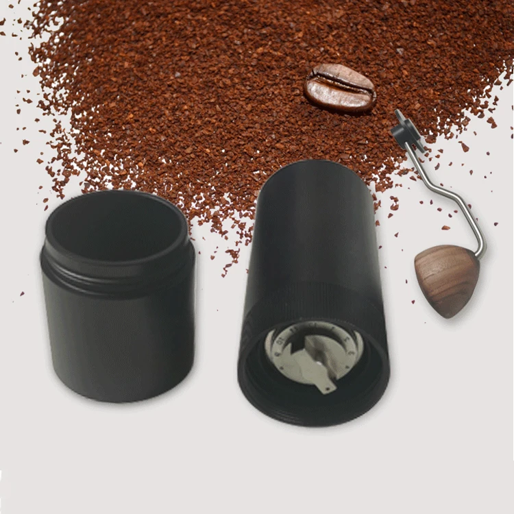 Aluminum Alloy Manual Coffee Grinder Portable Beans With Wooden Knob For Traveling