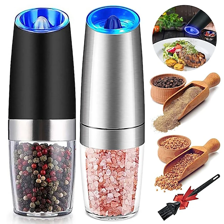 Electric Salt and Pepper Grinder Adjustable Coarseness One-Hand Operation for Kitchen Automatic Salt Pepper Mill Grinder