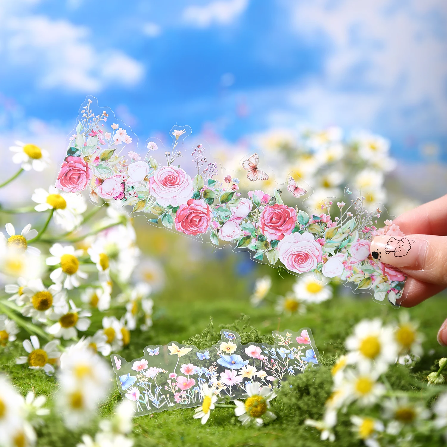 Kawaii Flower Series Gel Sticker Memo Creative DIY Scrapbooking Decorative Sealing Stationery Target Audience Printed Decorative