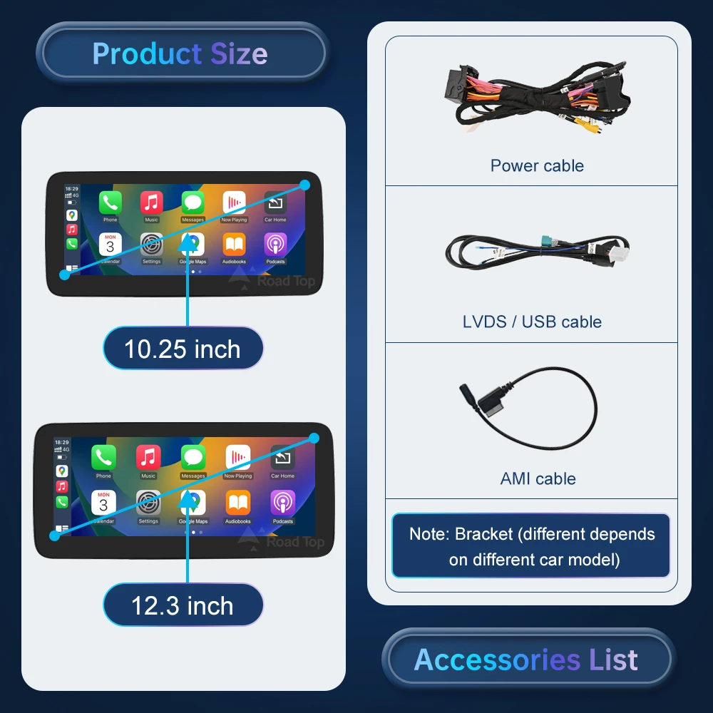 Road Top Wireless CarPlay Android Auto Multimedia Display Screen for Mercedes-Benz A W176 B W246 CLA GLA Class 2013-2015 NTG4.5