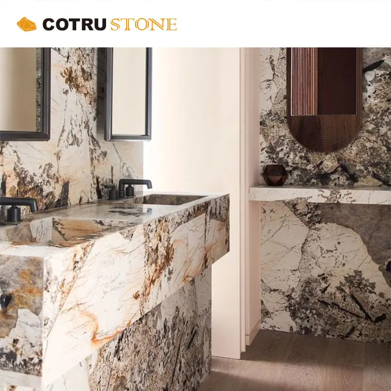 Wholesale Transparent luxury Pandora White Marble Slab Natural Luxury Stone kitchen countertop